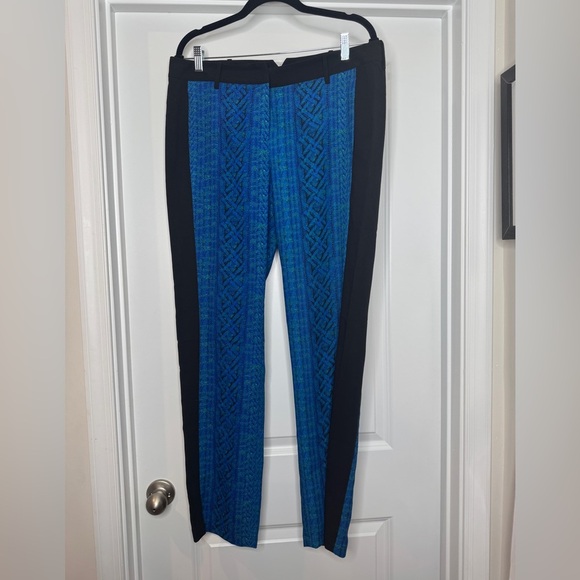 BCBG Max Azria Monique Cable Print Slim Straight Leg Trouser Pants, Size L - Picture 1 of 5